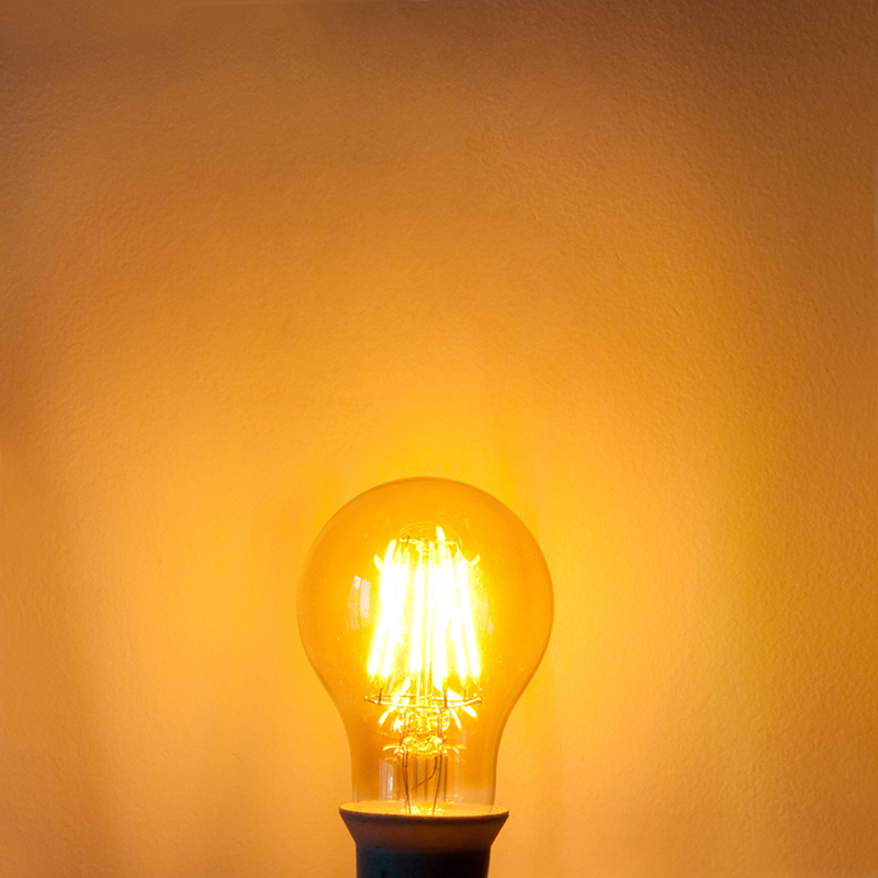 Gold Tint A19 E26/E27 8W LED Vintage Antique Filament Light Bulb, 75W Equivalent, 4-Pack, AC100-130V or 220-240V